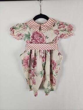 Vintage Brights Creek Floral Romper Infant Girls 18M USA Cottagecore Heirloom